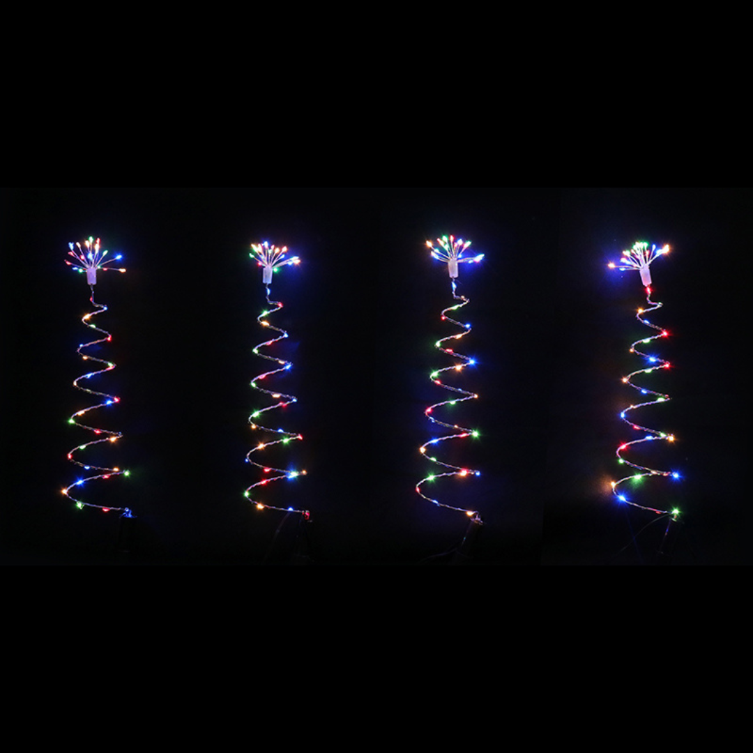 LED Spiral Wire Path Trees 4pc Multi Cool Assorted — Ronis