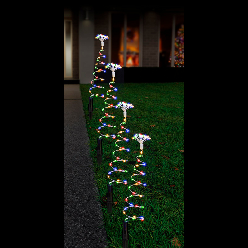 Ronis LED Spiral Wire Path Trees 4pc Multi Cool Assorted