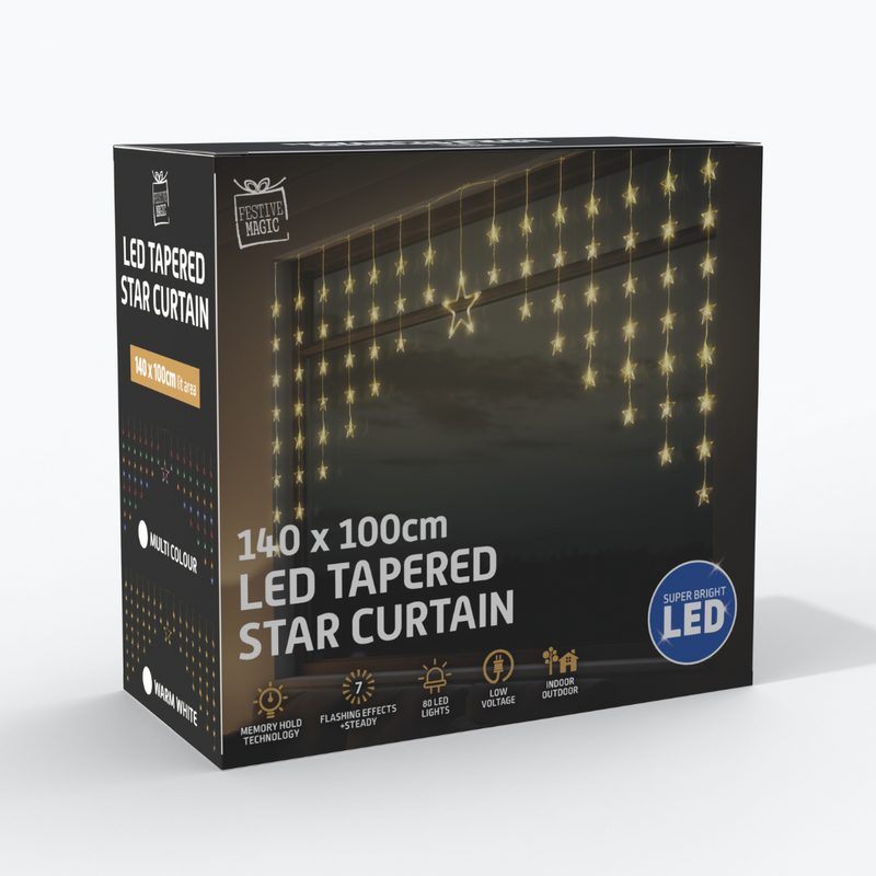 Ronis LED Star Tapered Curtain Warm Multi Assorted