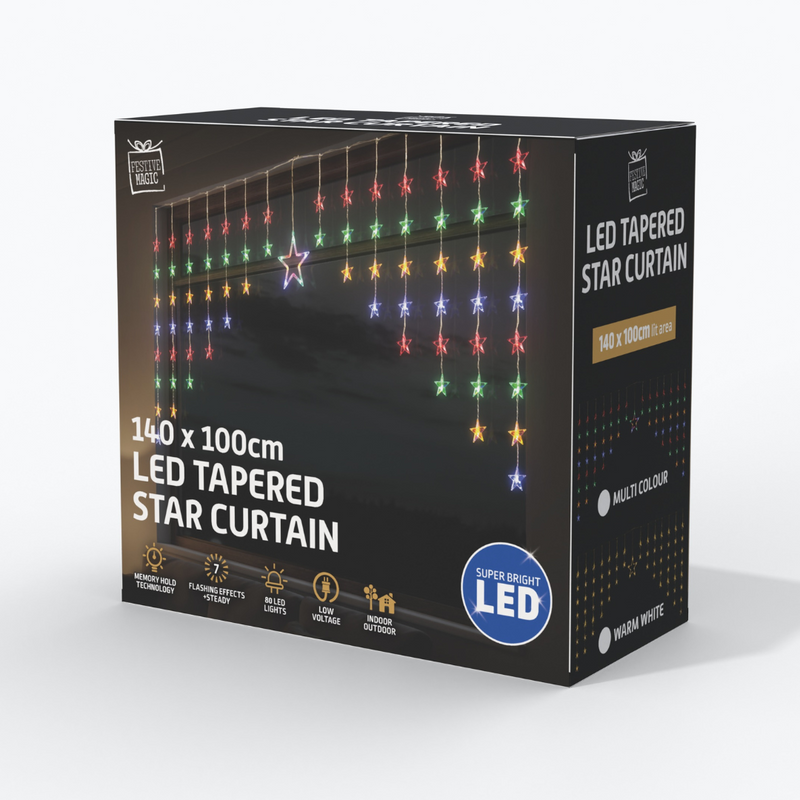 Ronis LED Star Tapered Curtain Warm Multi Assorted
