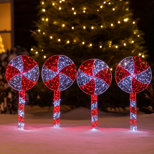 LED starry wire lollipop path lights 4 pack for outdoor Christmas garden decoration