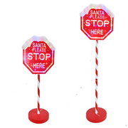 100cm LED Stop Here sign with multicolour lights and multi-stake base for outdoor Christmas decoration