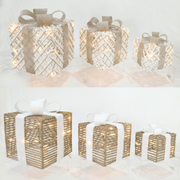 Decorative LED Gift Box Set with Warm Lights – 3-Piece Assorted