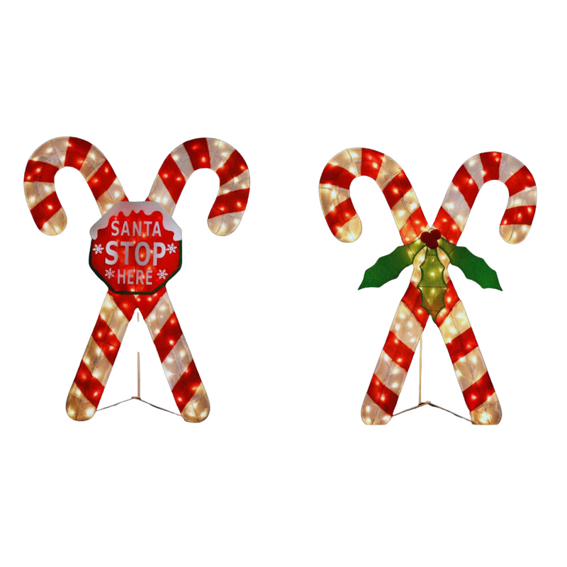 Ronis LED Tinsel Cross Candy Cane 120cm Assorted