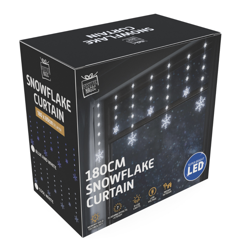 Ronis LED Two-Size Snowflakes Curtain Assorted