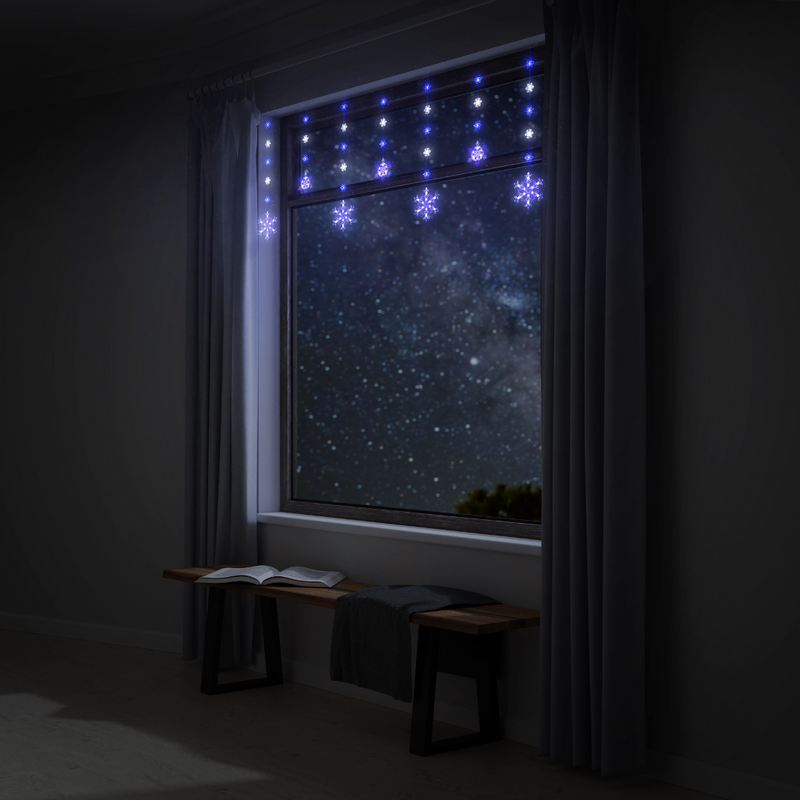 Ronis LED Two-Size Snowflakes Curtain Assorted