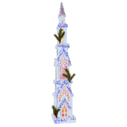 LED White Cathedral Iridescent 84cm – tall illuminated cathedral with iridescent shimmer for Christmas décor.