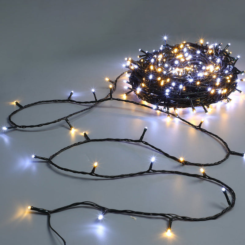 520 LED Connectable Fairy Light Chain Dark Green Cable - Warm White+White image 3