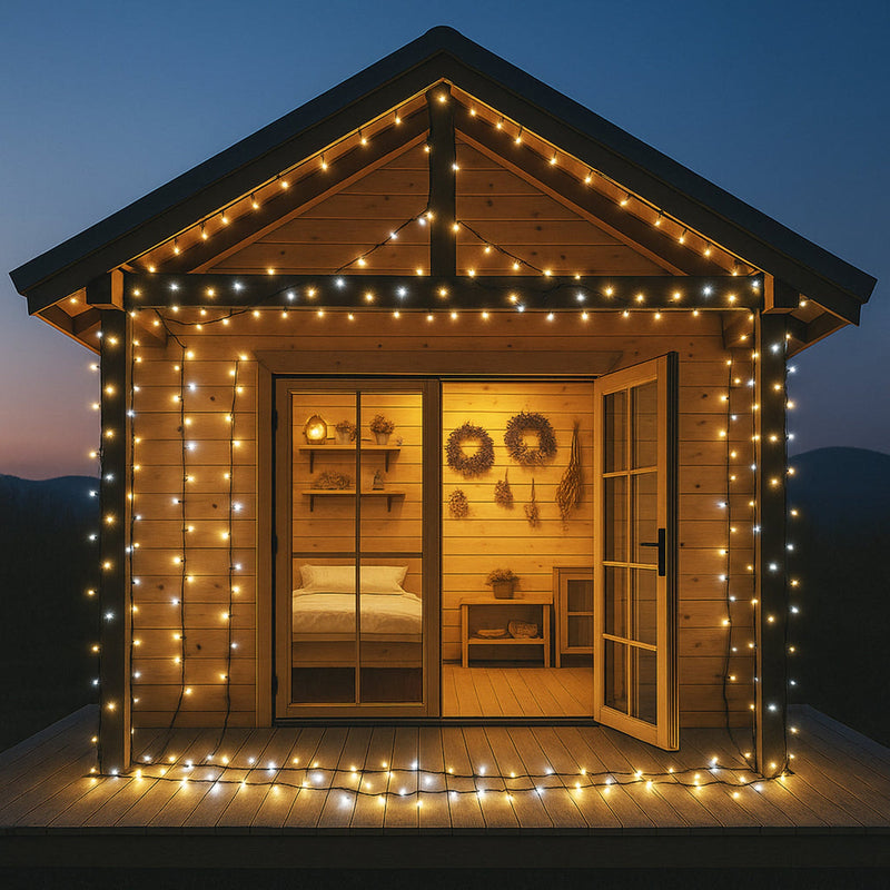 520 LED Connectable Fairy Light Chain Dark Green Cable - Warm White+White image 4