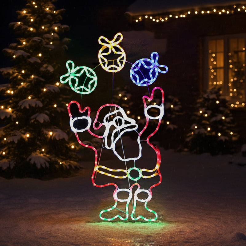 Juggling Santa Animated Christmas Rope Light Silhouette 1m - Multicolour image 2