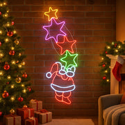 Starry Santa With Stars Rope Light Silhouette - Multicolour image 2