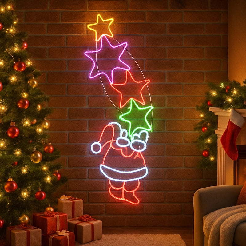 Starry Santa With Stars Rope Light Silhouette - Multicolour image 2