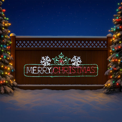 2 m red and green Merry Christmas rope light sign