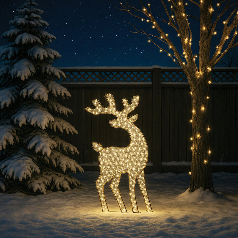 1.8 m warm white reindeer silhouette with twinkle LEDs