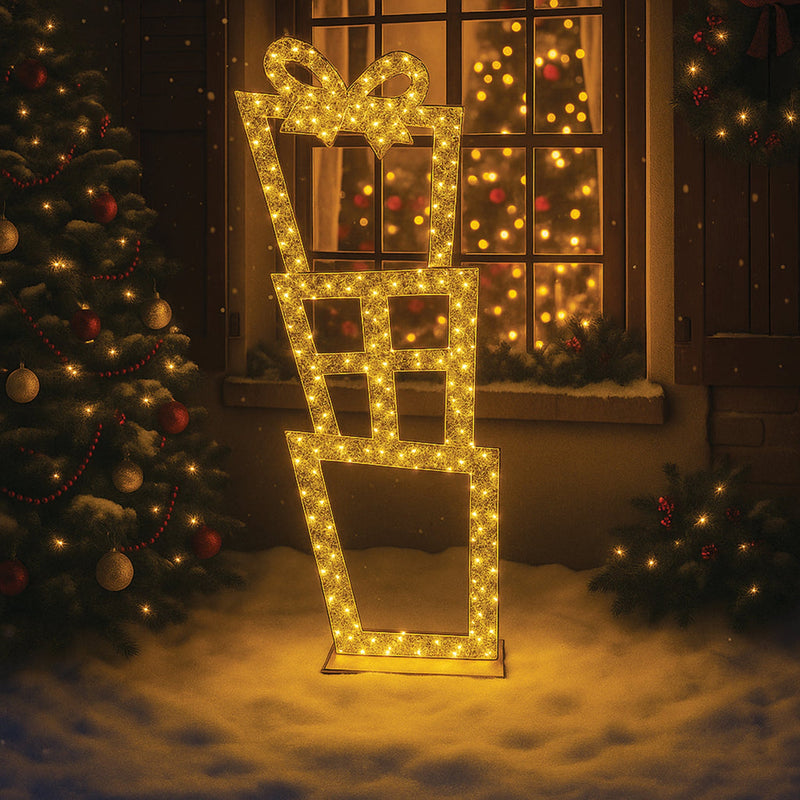 2 m warm white stacked presents LED silhouette