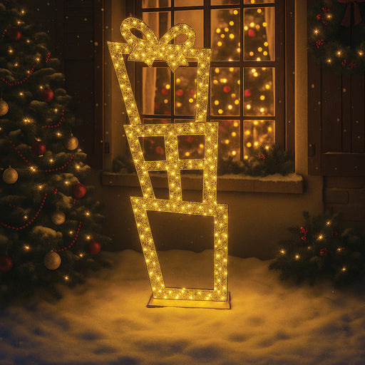 2 m warm white stacked presents LED silhouette
