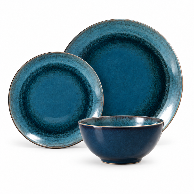 12 piece reactive porcelain tableware set
