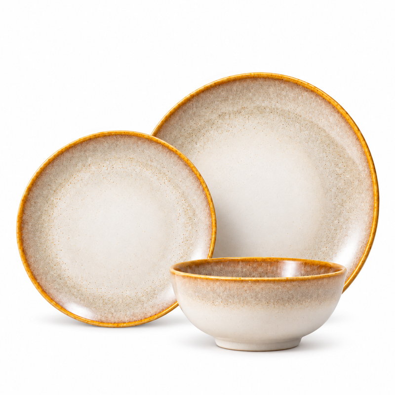 12 piece reactive porcelain dinner set with plates side plates and bowls