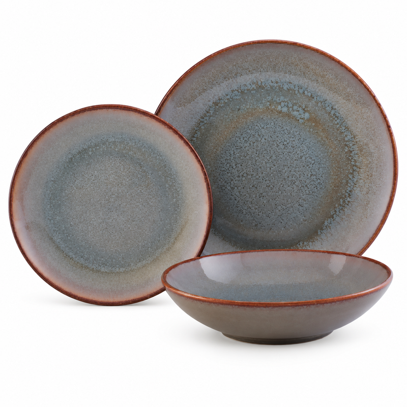 reactive porcelain dinner set with plates side plates and bowls