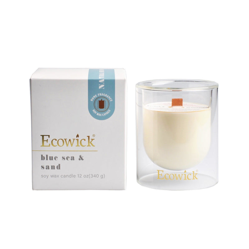 Lantern shaped jar holding Blue Sand scented wax