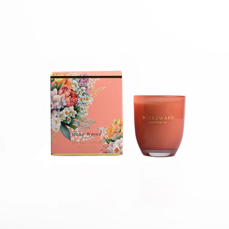 Red jar holding Rose Water scented wax