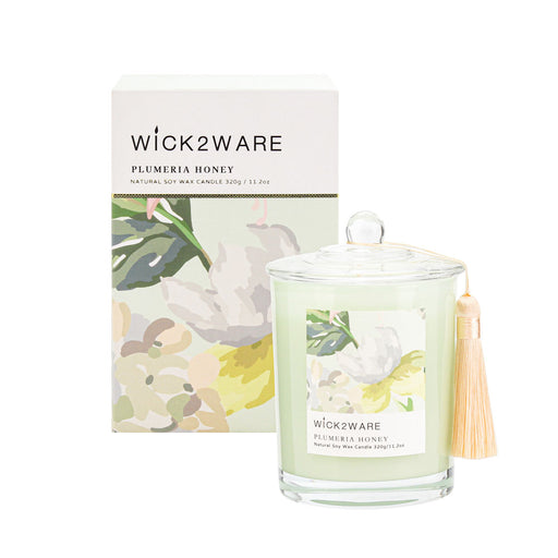 Large jar holding Plumeria Honey scented wax