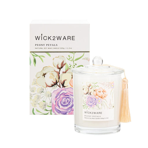 Large jar holding Peony Petals scented wax