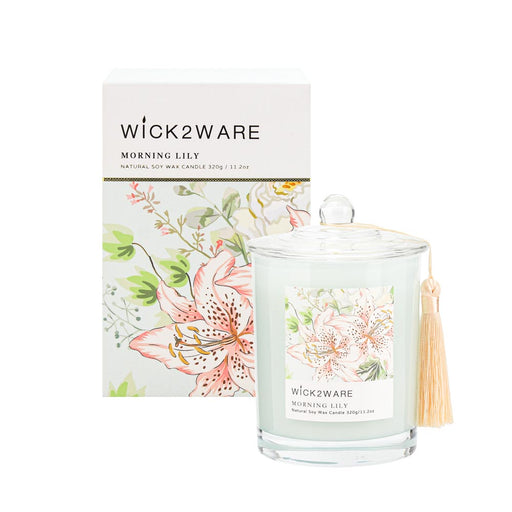 Large jar holding Morning Lily scented wax