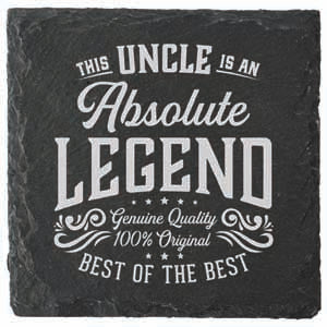 Uncle themed coaster, protective finish