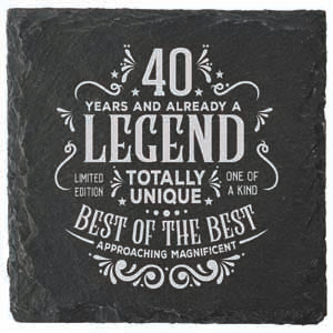 40th birthday coaster, wipe clean