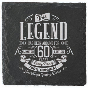 60th birthday coaster, bold print