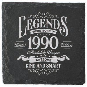 Coaster featuring 1990 in bold type
