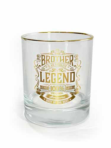 Brother themed drinking glass with bold badge