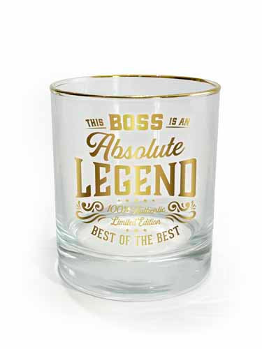 Boss themed glass with clean modern graphic