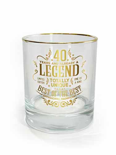 40th milestone drinking glass with large 40