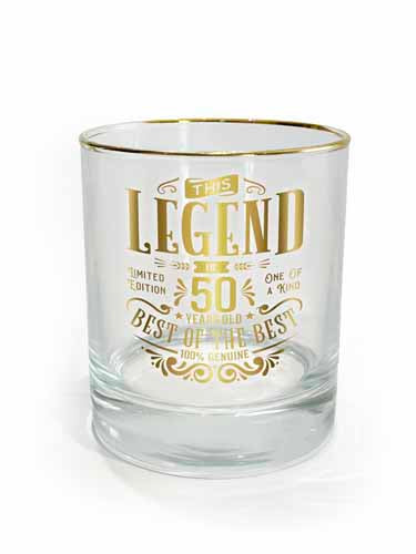 50th birthday tumbler with bold 50 print