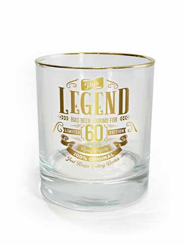 Clear tumbler with 60 numerals for milestone birthday