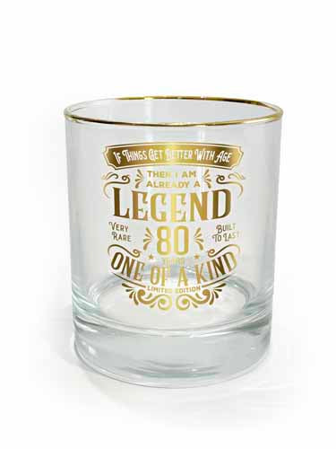 Milestone 80th birthday glass with bold 80 print