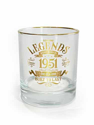 Clear tumbler with 1951 print and smooth rim