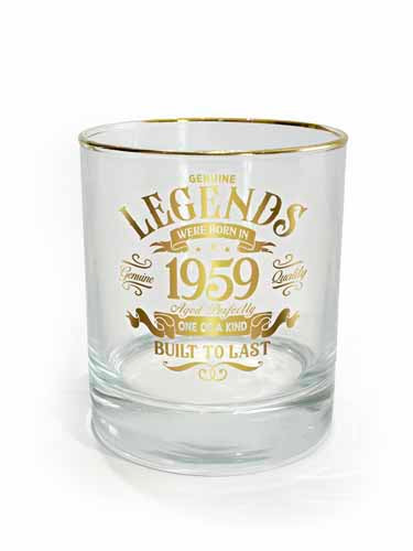 Clear tumbler with 1959 print and classic profile