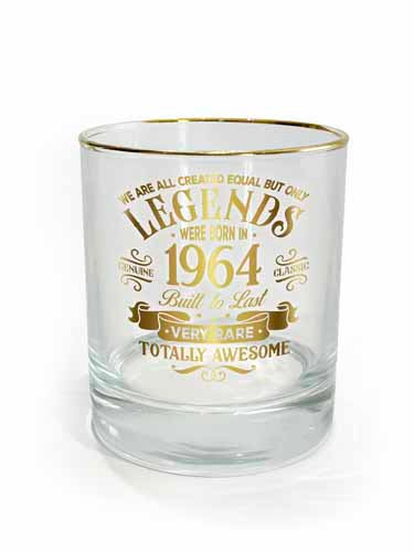 Year printed 1964 glass tumbler with clear sides