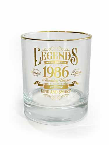 Clear year glass with 1986 design