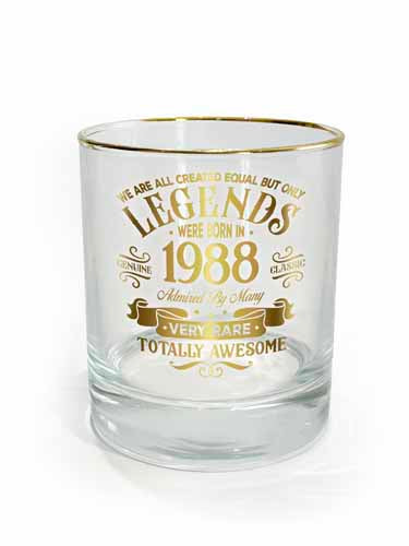 Year 1988 printed glass for celebratory drinks