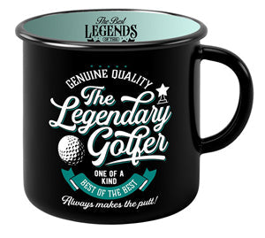 Golf themed ceramic mug with sporty typography