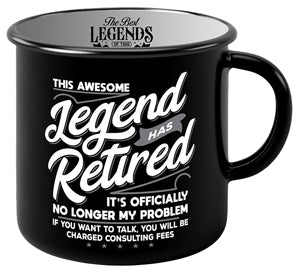 Retirement themed ceramic mug with clean bold text