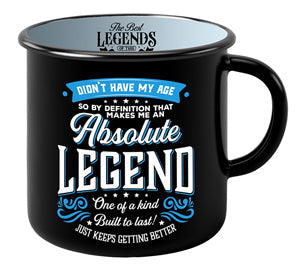 Novelty mug with humorous “my age” themed message
