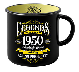 Mug with 1950 year graphic in bold type