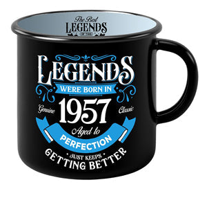 Ceramic mug with the year 1957 printed in bold