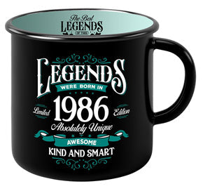 Ceramic mug with 1986 year artwork