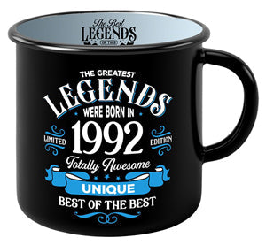 Ceramic mug with 1992 numerals and glossy finish